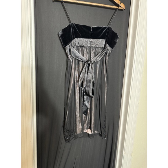 Y2K Velvet Black Sequin Sheer Lace Ruffle Babydoll Party Dress Whimsigoth Fairy - Picture 5 of 10